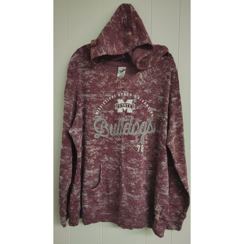 Creative Apparel Mississippi State Bulldogs Womens XXL Maroon Burnout Hoodie